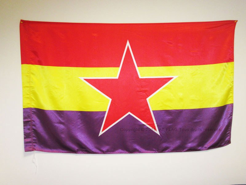 BANDERA ESPAÑA REPUBLICANA ESTRELLA DEL EJÉRCITO POPULAR 150x90cm en RASO para p - Imagen 1 de 2