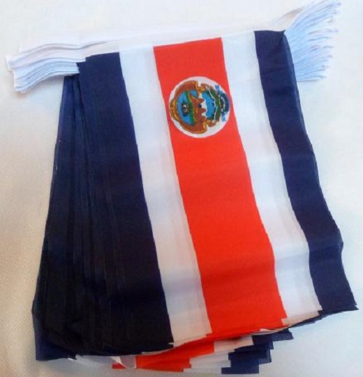 GHIRLANDA 6 metri 20 BANDIERE COSTA RICA 21x15cm - BANDIERA COSTARICANA 15 x 21
