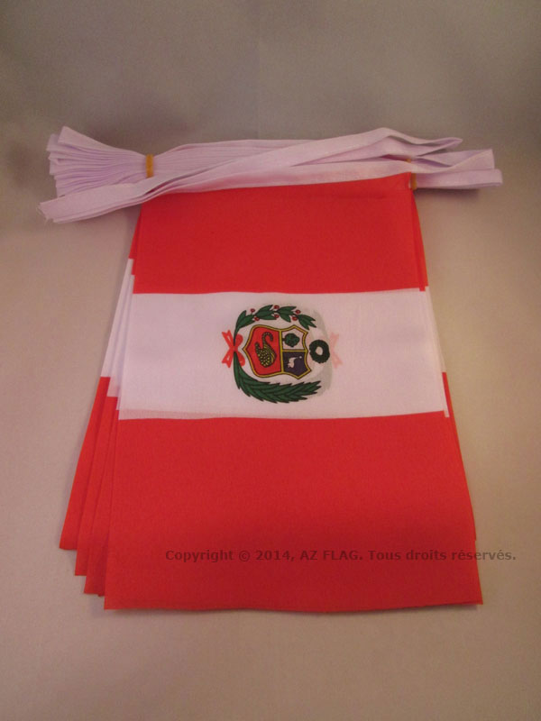 GHIRLANDA 6 metri 20 BANDIERE PERÙ 21x15cm - BANDIERA PERUVIANA 15 x 21 cm - FES