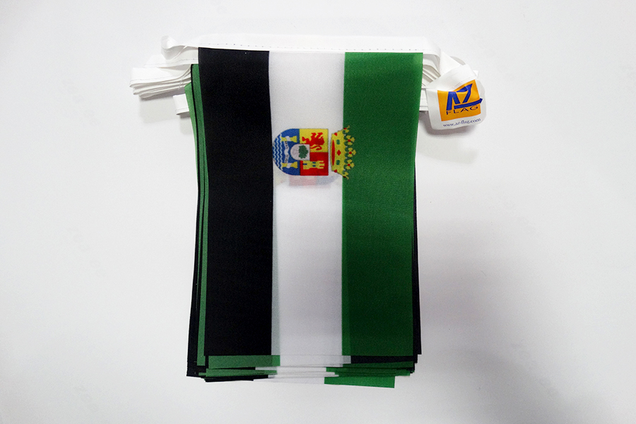 GHIRLANDA 6 metri 20 BANDIERE ESTREMADURA 21x15cm - BANDIERA EXTREMADURA IN SPAG