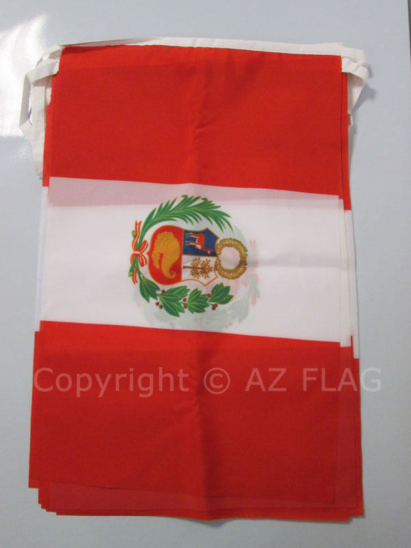GHIRLANDA 12 metri 20 BANDIERE PERÙ 45x30cm - BANDIERA PERUVIANA 30 x 45 cm - FE