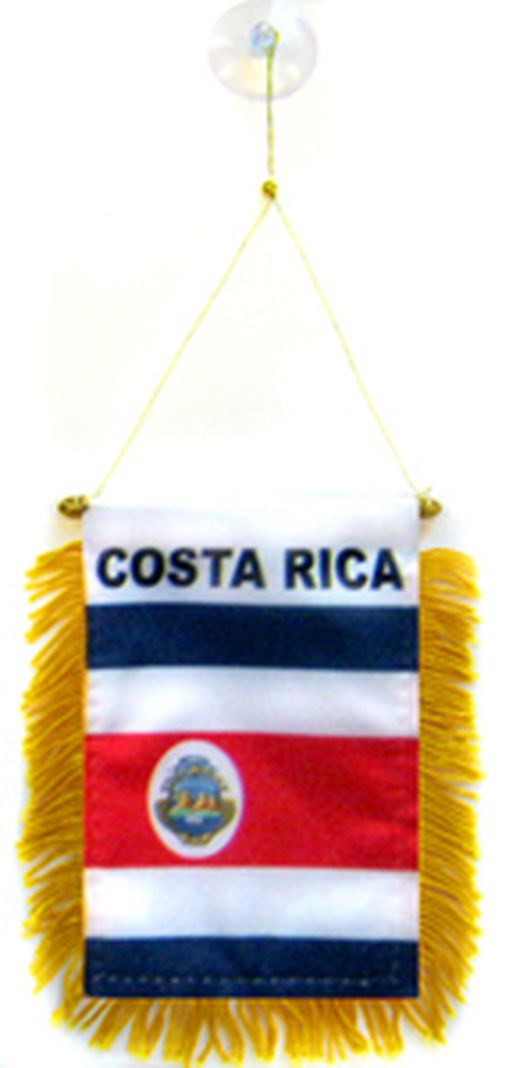 Gagliardetto COSTA RICA 15x10cm con ventosa - BANDIERINA per auto COSTARICANA 10