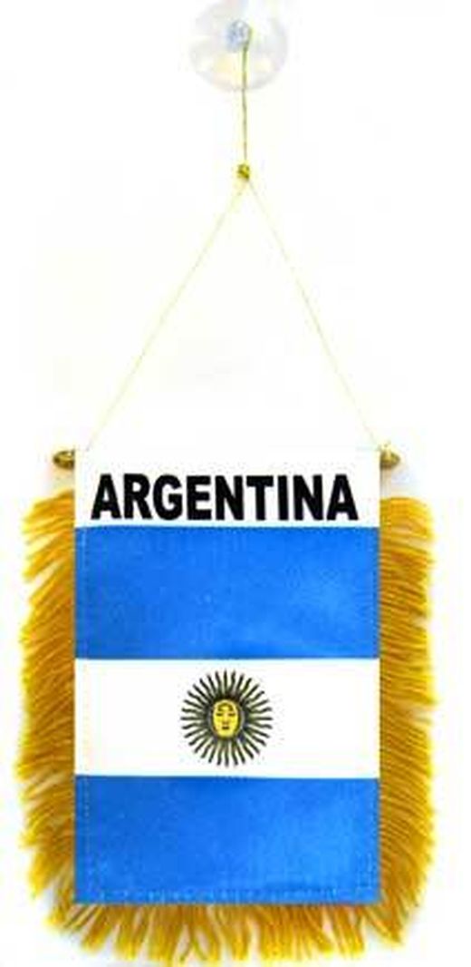 Gagliardetto ARGENTINA 15x10cm con ventosa - BANDIERINA per auto ARGENTINA 10 x