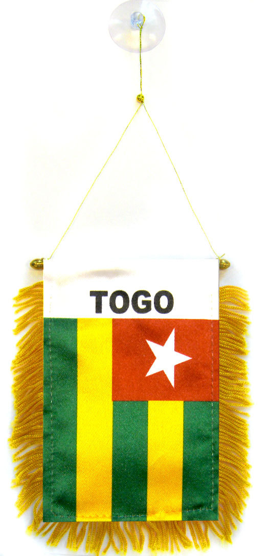 Gagliardetto TOGO 15x10cm con ventosa - BANDIERINA per auto TOGOLESE 10 x 15 cm