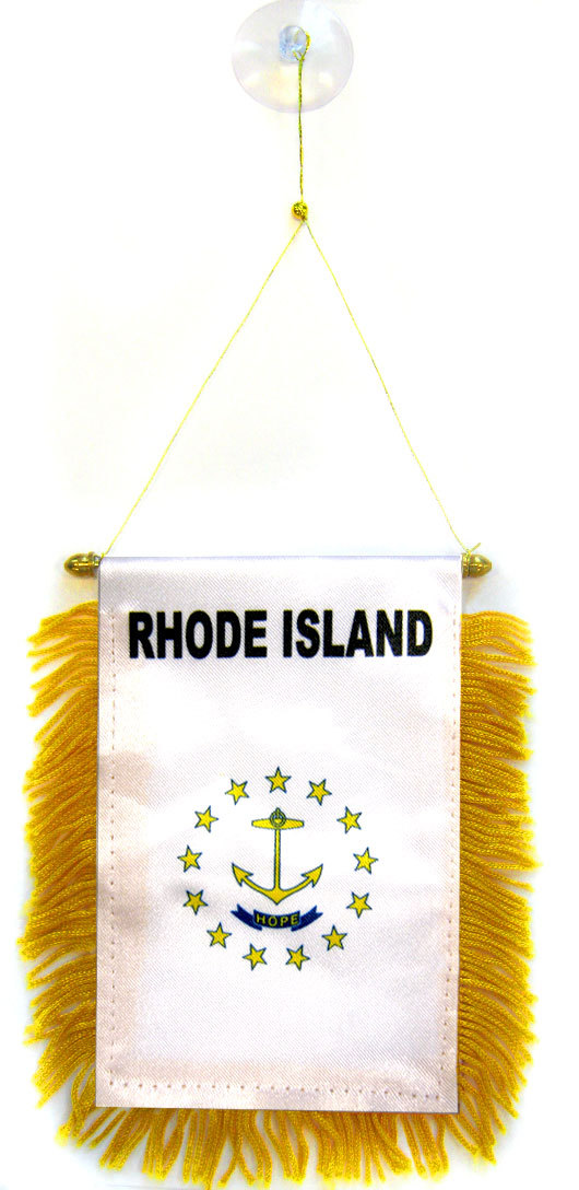 Gagliardetto RHODE ISLAND 15x10cm con ventosa - BANDIERINA per auto STATO AMERIC