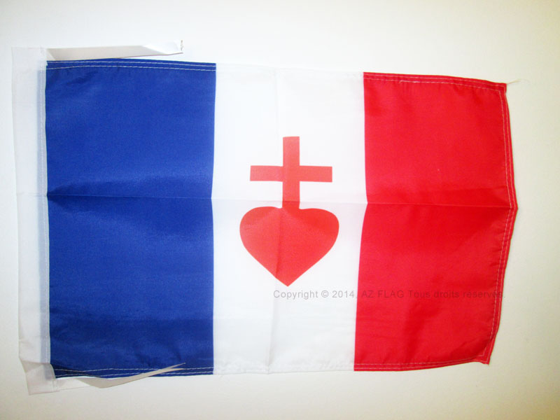 BANDERA de FRANCIA CORAZON SAGRADO DE JESÚS 45x30cm - BANDERINA CATOLICA FRANCES - Imagen 1 de 2