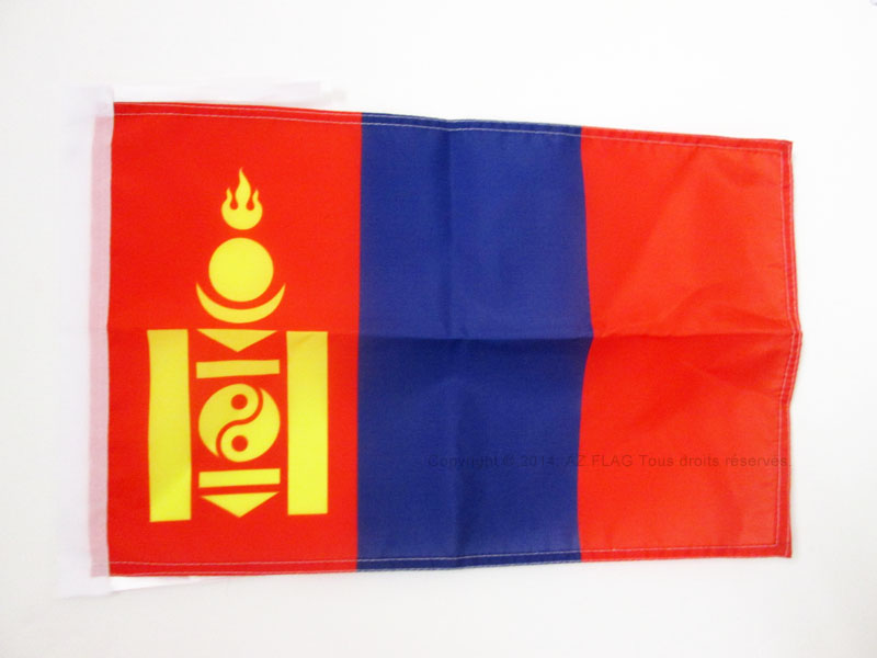 BANDIERA MONGOLIA 45x30cm - BANDIERINA MONGOLA 30 x 45 cm cordicelle - Nuova
