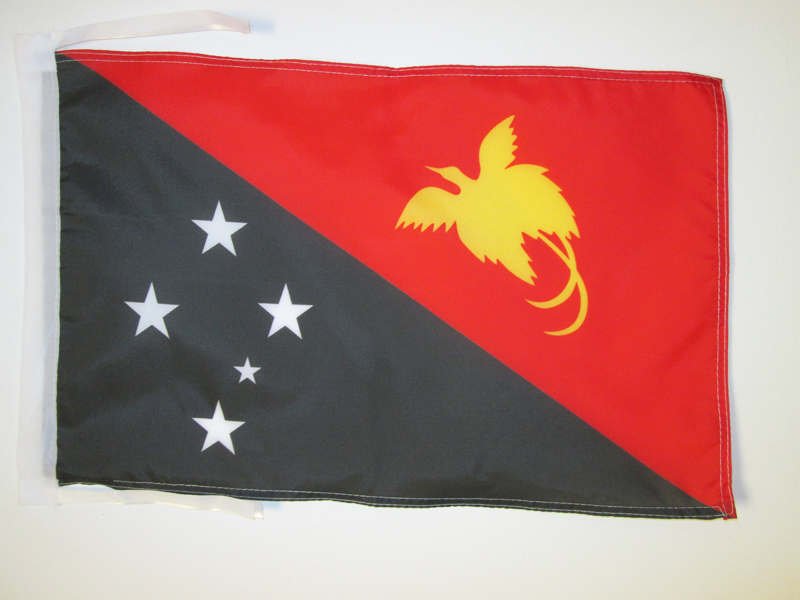 BANDIERA PAPUA NUOVA GUINEA 45x30cm - BANDIERINA PAPUANA 30 x 45 cm cordicelle -