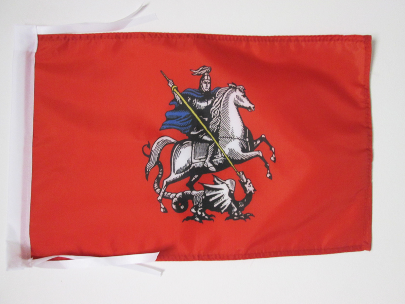 FLAGA MOSKIEWSKA 18''' x 12''' sznurki - MOSKWA W ROSJI MAŁE FLAGI 30 x 45cm - BANER - Zdjęcie 1 z 2