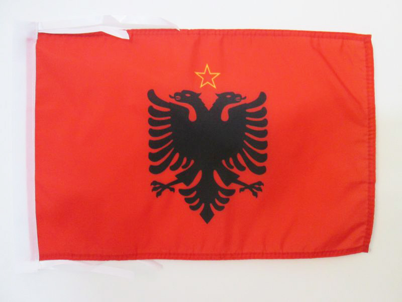 FLAGGE SOCIALISTISKE FOLKEREPUBLIK ALBANIEN 1946-1992 45x30cm mit kordel - ALBAN - Bild 1 von 2