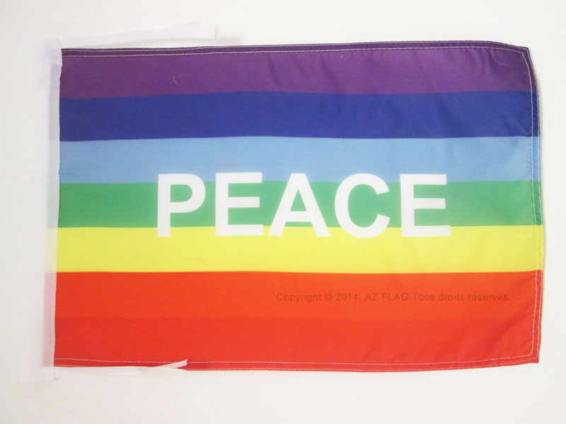 Bandiera Arcobaleno Pace 45x30 Cm - Bandierina In Poliestere Con Cordicelle, Per Interni Ed Esterni - Foto 14