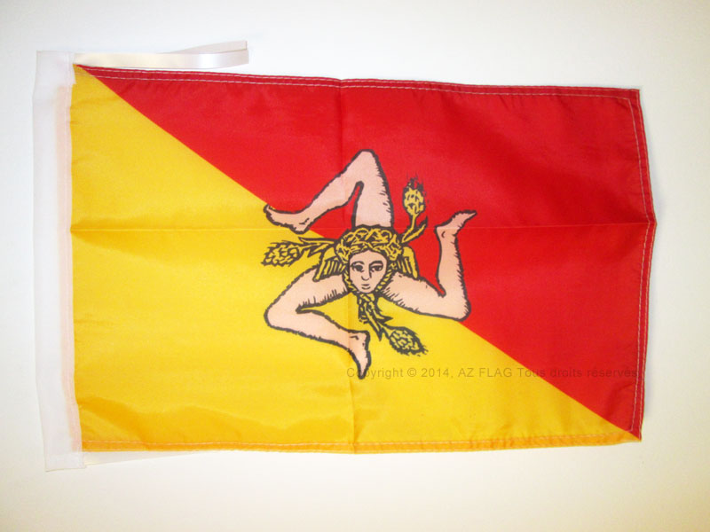 SICILY FLAG 18'' x 12'' cords - ITALY - SICILIAN SMALL FLAGS 30 x 45cm - BANNER - Picture 1 of 2