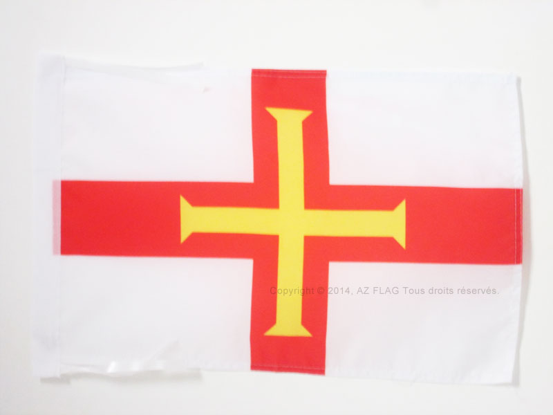 BANDIERA GUERNSEY 45x30cm - BANDIERINA INGLESE 30 x 45 cm cordicelle - Nuova