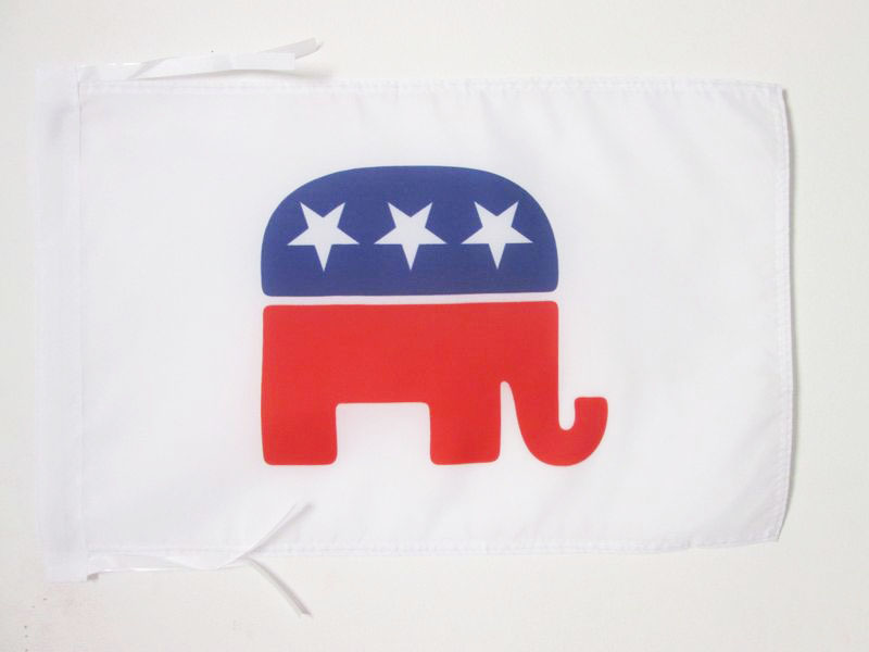 US REPUBLIKANISCHE PARTYFLAGGE 18"" x 12"" Schnüre - AMERIKANISCHE REPUBLIK KLEINE FLAGGEN 30 x - Bild 1 von 2
