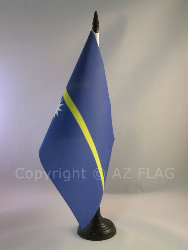 BANDIERA DA TAVOLO NAURU 21x14cm - PICCOLA BANDIERINA NAURUANA 14 x 21 cm - Nuov