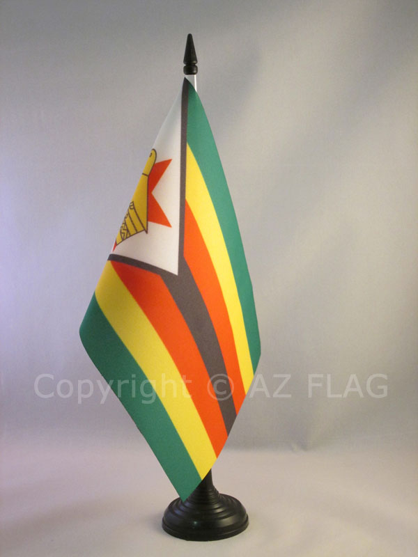 BANDIERA DA TAVOLO ZIMBABWE 21x14cm - PICCOLA BANDIERINA ZIMBABWESE 14 x 21 cm -