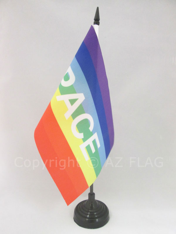 BANDIERA DA TAVOLO ARCOBALENO PACE 21x14cm - PICCOLA BANDIERINA PACE - RAINBOW F