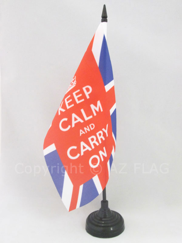 BANDIERA DA TAVOLO KEEP CALM AND CARRY ON REGNO UNITO 21x14cm - PICCOLA BANDIERI