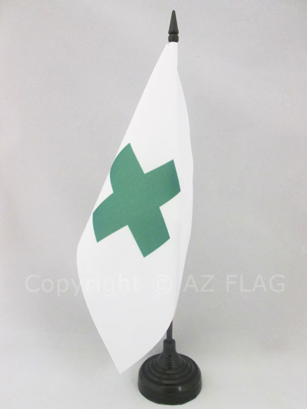 DRAPEAU DE TABLE INTERNATIONAL CROIX VERTE 5'' x 8'' - BUREAU ORGANISATION ENVIRONNEMENTALE - Photo 1 sur 2