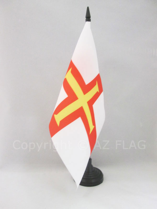 BANDIERA DA TAVOLO GUERNSEY 21x14cm - PICCOLA BANDIERINA INGLESE 14 x 21 cm - Nu