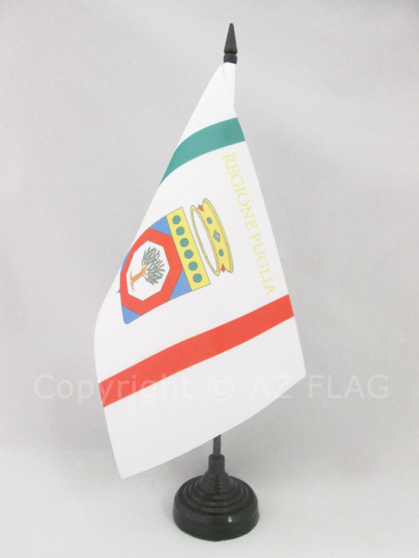 BANDIERA DA TAVOLO PUGLIA 21x14cm - PICCOLA BANDIERINA PUGLIESE - REGIONE ITALIA