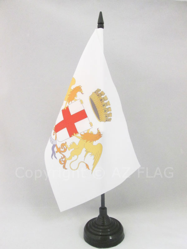 TABLE FLAG GENOA WITH WEAPONS 21x14cm - GENOVA TABLE FLAG 14 x 21 cm - flags AZ - Picture 1 of 2