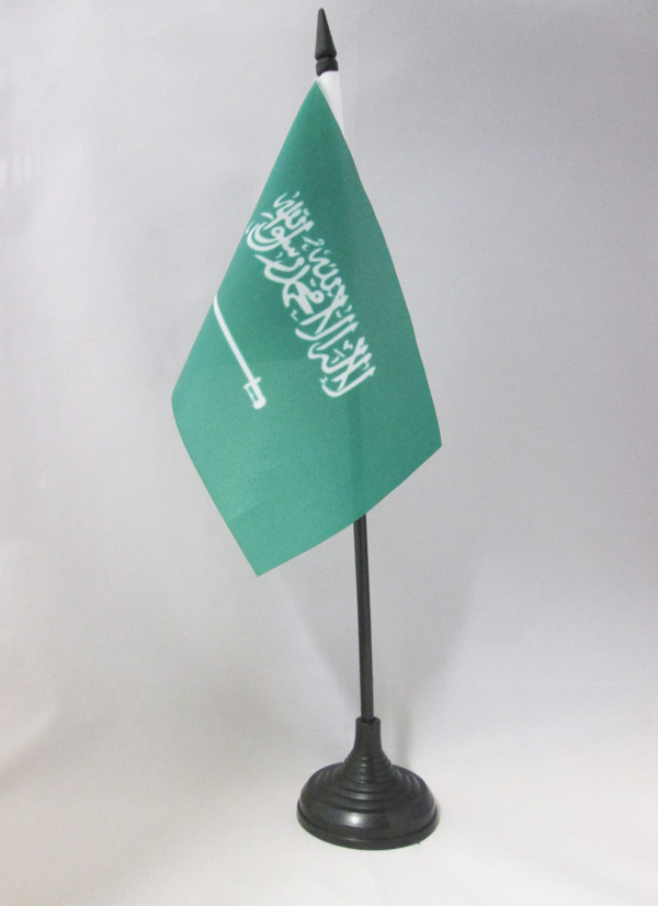 SAUDI ARABIA TABLE FLAG 4'' x 6'' - SAUDI ARABIAN DESK FLAG 15 x 10 cm - Black p - Photo 1 sur 2
