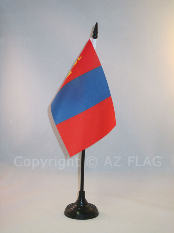 BANDIERA DA TAVOLO MONGOLIA 15x10cm - PICCOLA BANDIERINA MONGOLA 10 x 15 cm - Nu