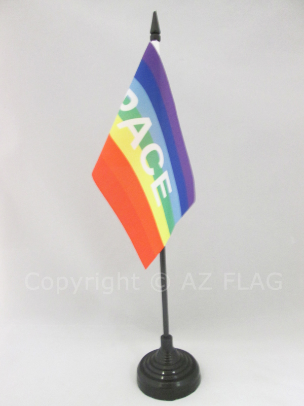 BANDIERA DA TAVOLO ARCOBALENO PACE 15x10cm - PICCOLA BANDIERINA PACE - RAINBOW F