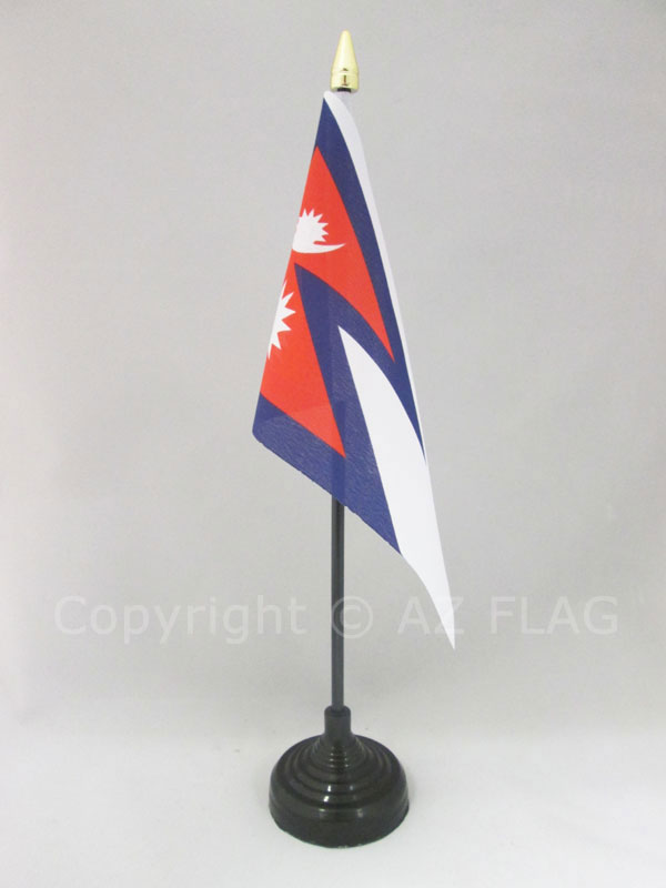 BANDIERA DA TAVOLO NEPAL 15x10cm - PICCOLA BANDIERINA NEPALESE 10 x 15 cm - Nuov