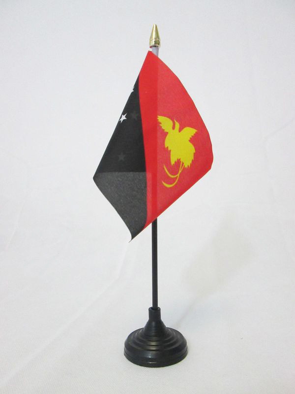 BANDIERA DA TAVOLO PAPUA NUOVA GUINEA 15x10cm punta dorata - PICCOLA BANDIERINA