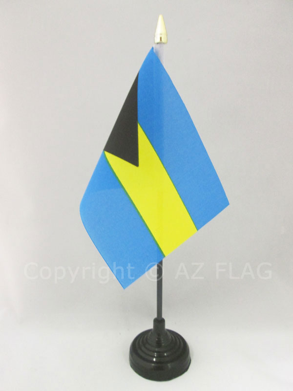 BANDIERA DA TAVOLO BAHAMAS 15x10cm - PICCOLA BANDIERINA BAHAMENSE 10 x 15 cm - N