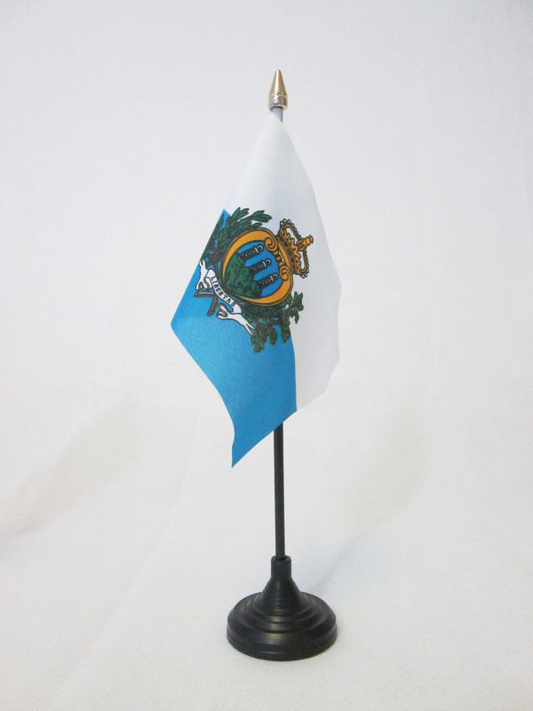 BANDIERA DA TAVOLO SAN MARINO 15x10cm punta dorata - PICCOLA BANDIERINA SAMMARIN